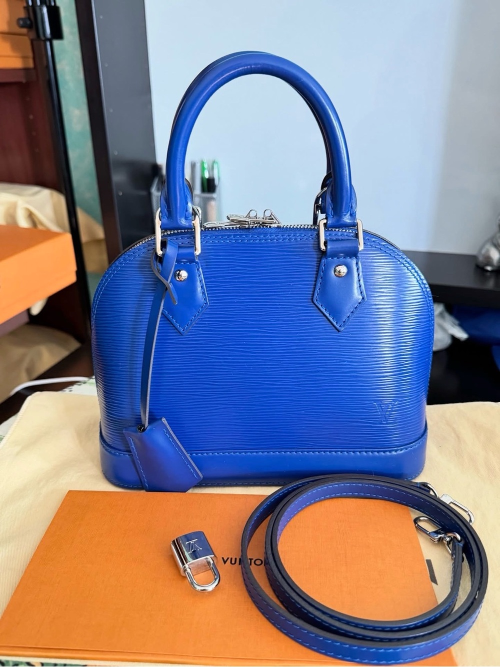 Louis Vuitton Blue Epi Alma BB Satchel